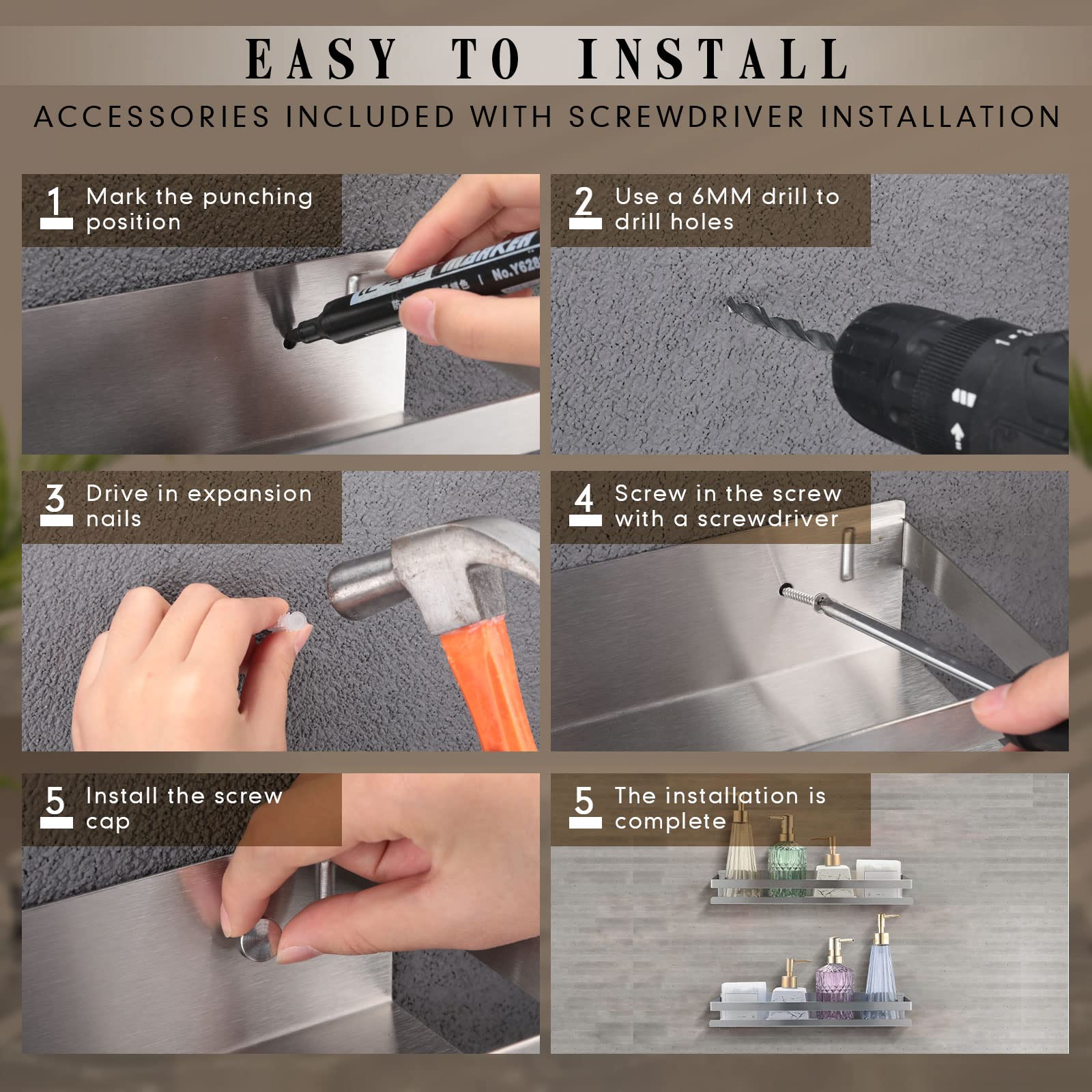 Lallisa hidden covers conceal screws for a sleek look.