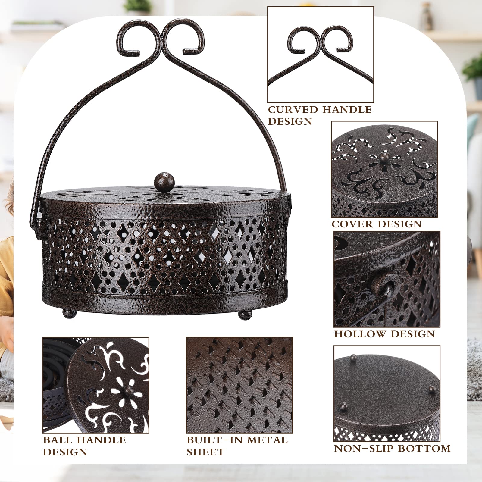 Lallisa hollow-pattern coil holder adds vintage charm and stable placement.