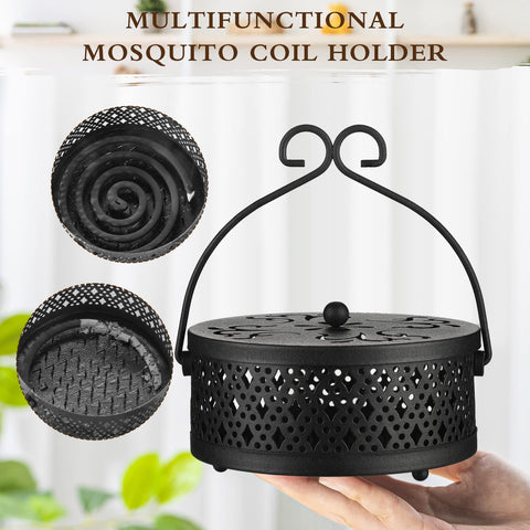 Lallisa metal coil stand with handle, ideal for home or outdoor spaces