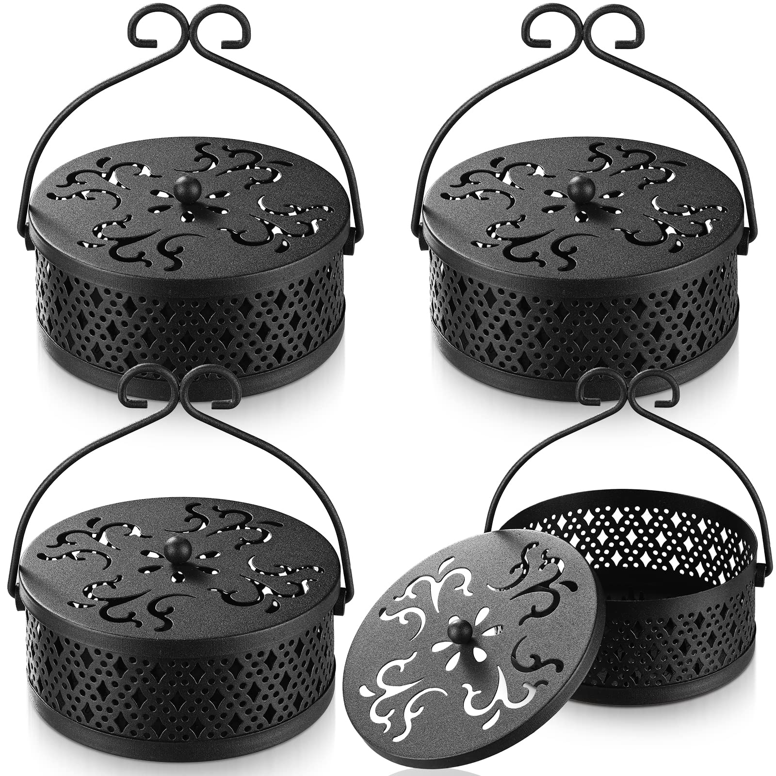Lallisa mosquito coil holder with round retro black finish for outdoor use