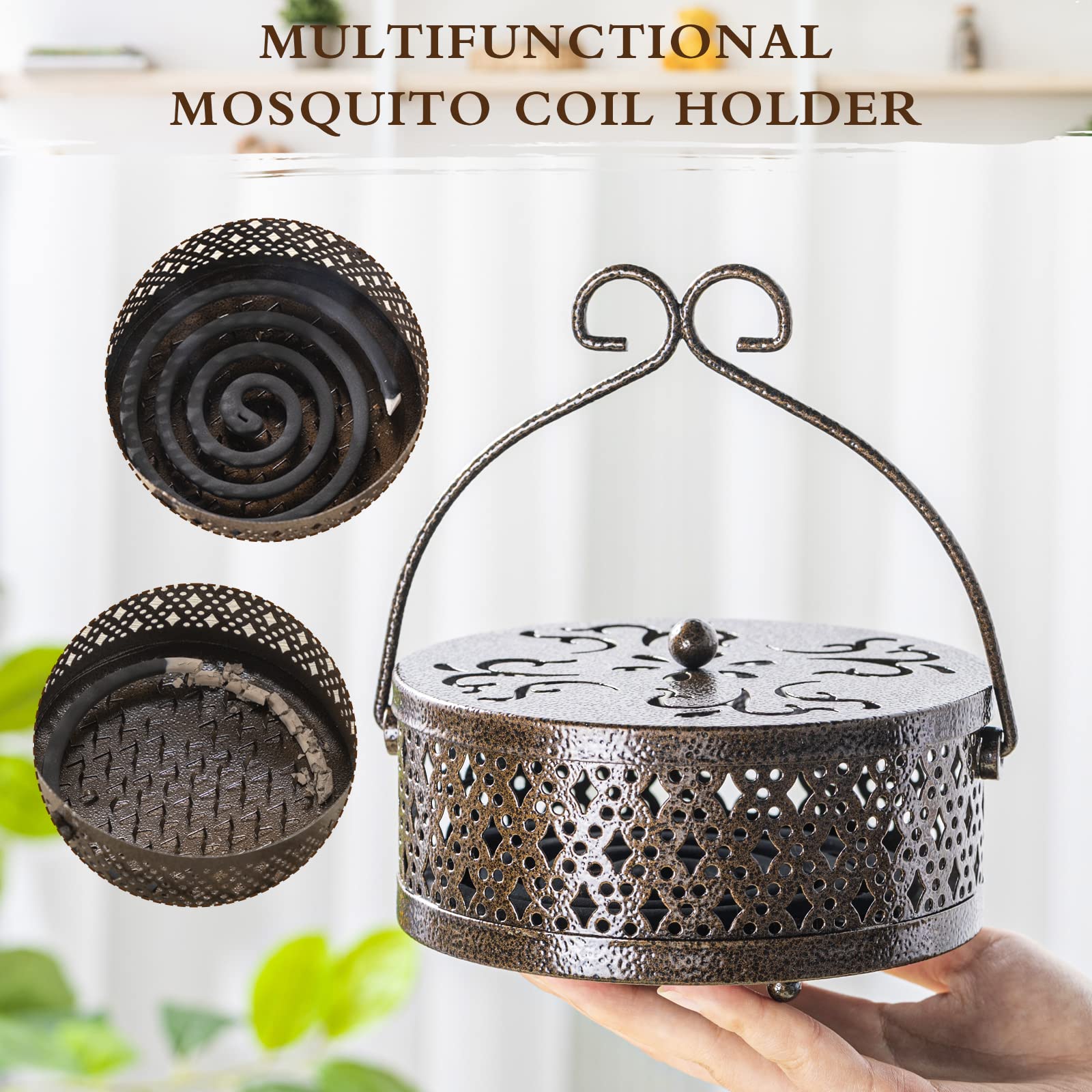Lallisa retro bronze incense burner enhances decor and practical coil use.