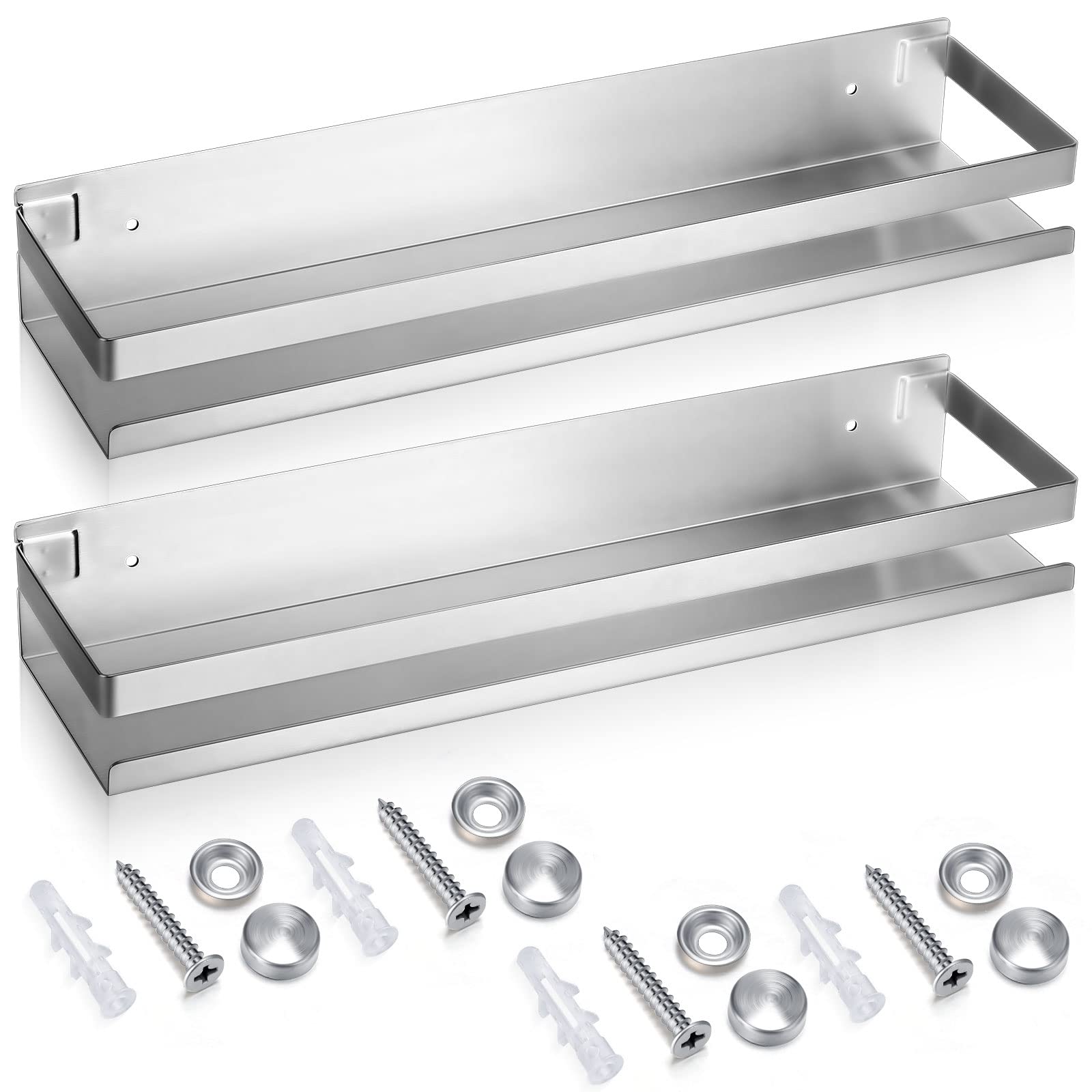 Lallisa two-piece stainless steel shelves package for easy bathroom organization.