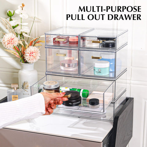 LALOBLUE clear acrylic large drawer for skincare bottles and bulk items