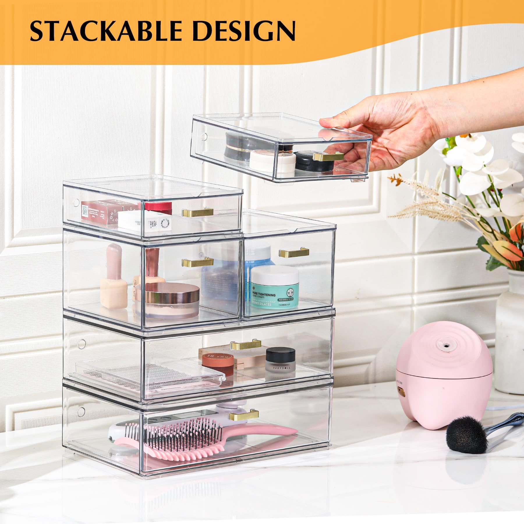 LALOBLUE clear acrylic medium drawer for makeup and desk essentials
