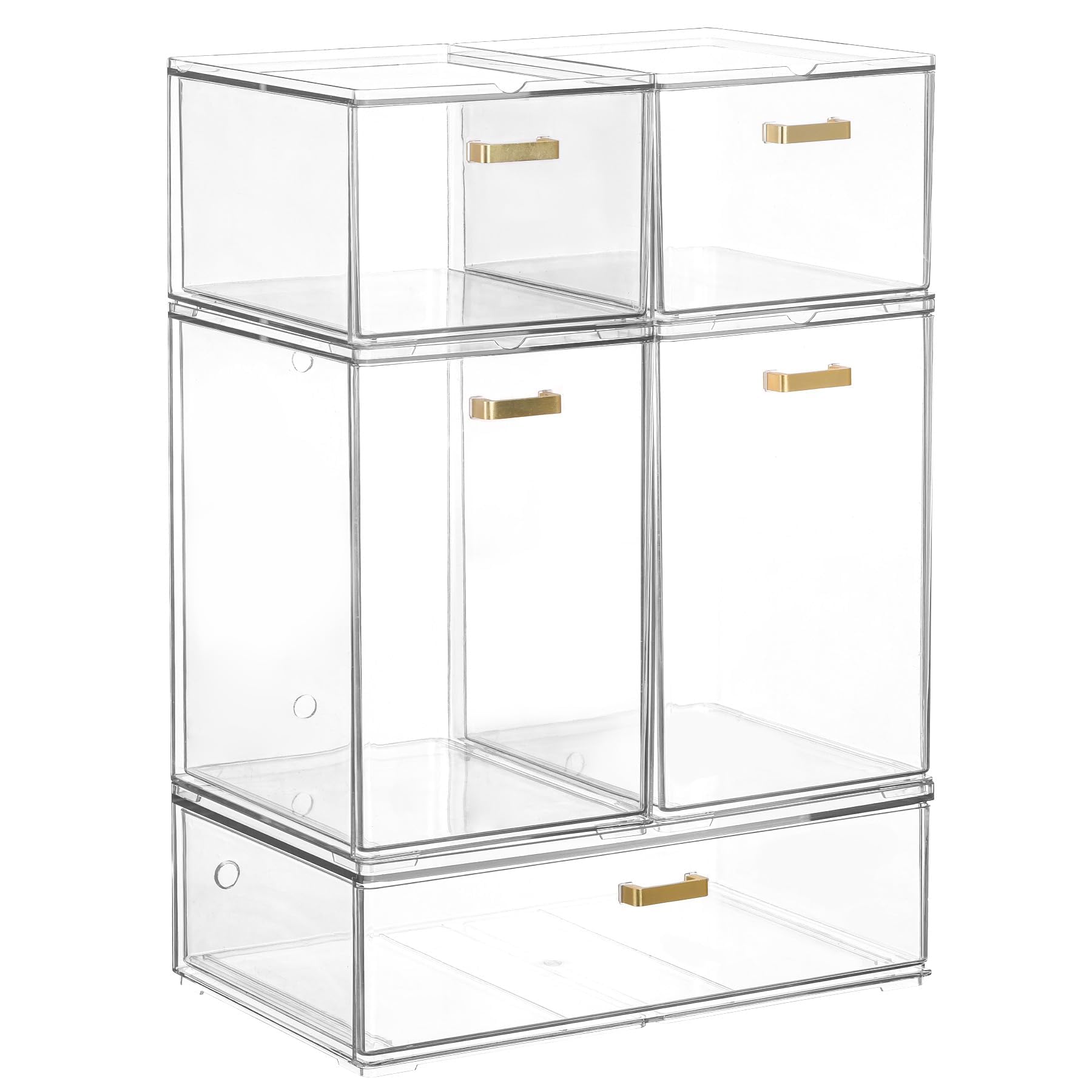 LALOBLUE stackable drawers with a large drawer for makeup storage.