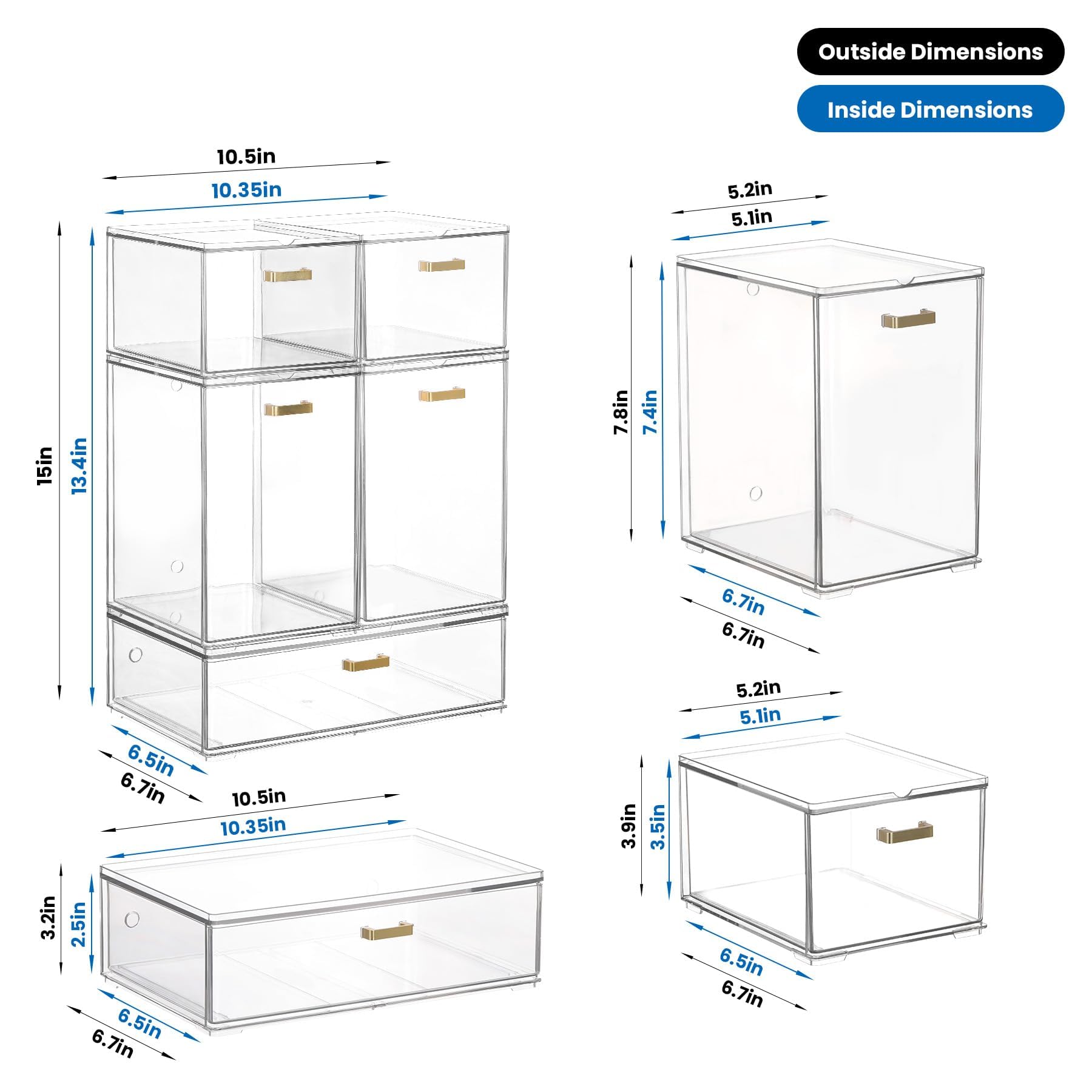 LALOBLUE tall narrow drawers ideal for brushes and tall bottles.