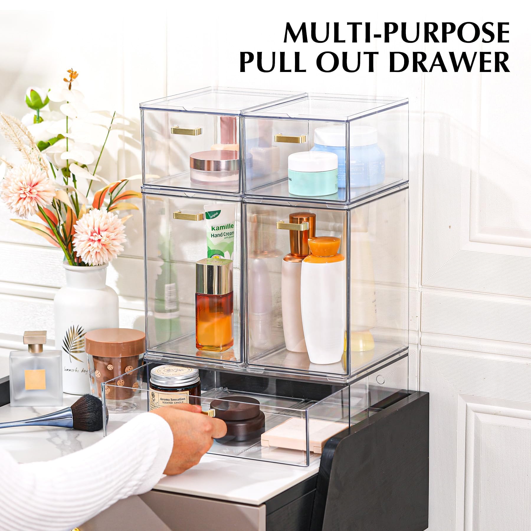 LALOBLUE vanity and pantry storage keeps spaces organized.