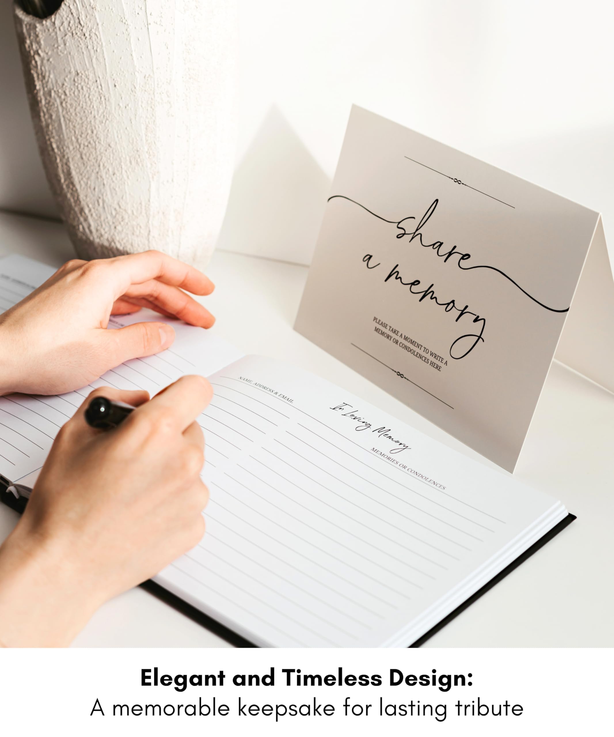 Lamare memorial guest book lay-flat binding for easy signing during services