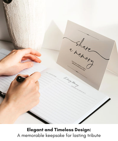 Lamare memorial guest book lay-flat binding for easy signing during services