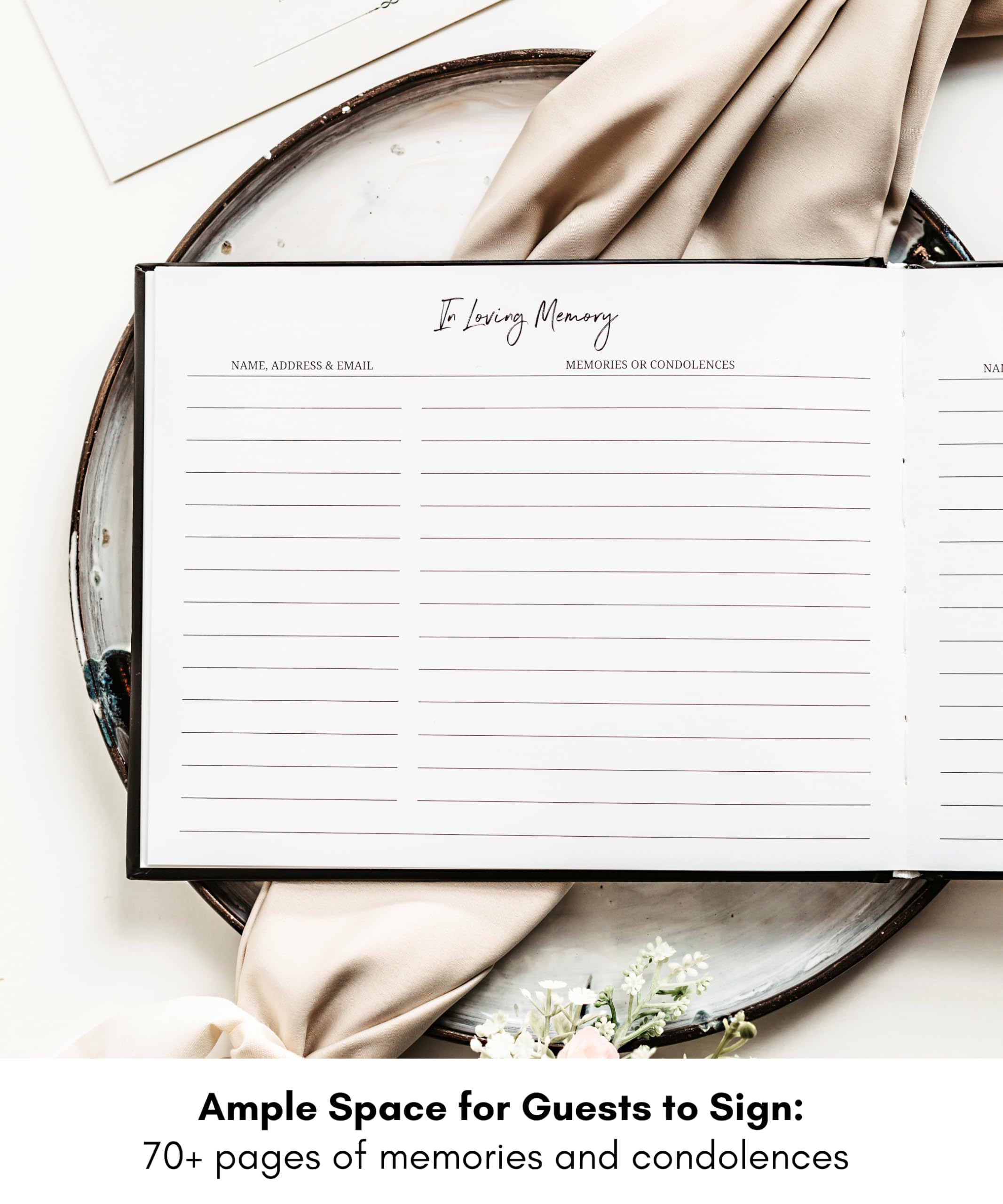 Lamare table sign and pocket storage keeps sympathy notes organized