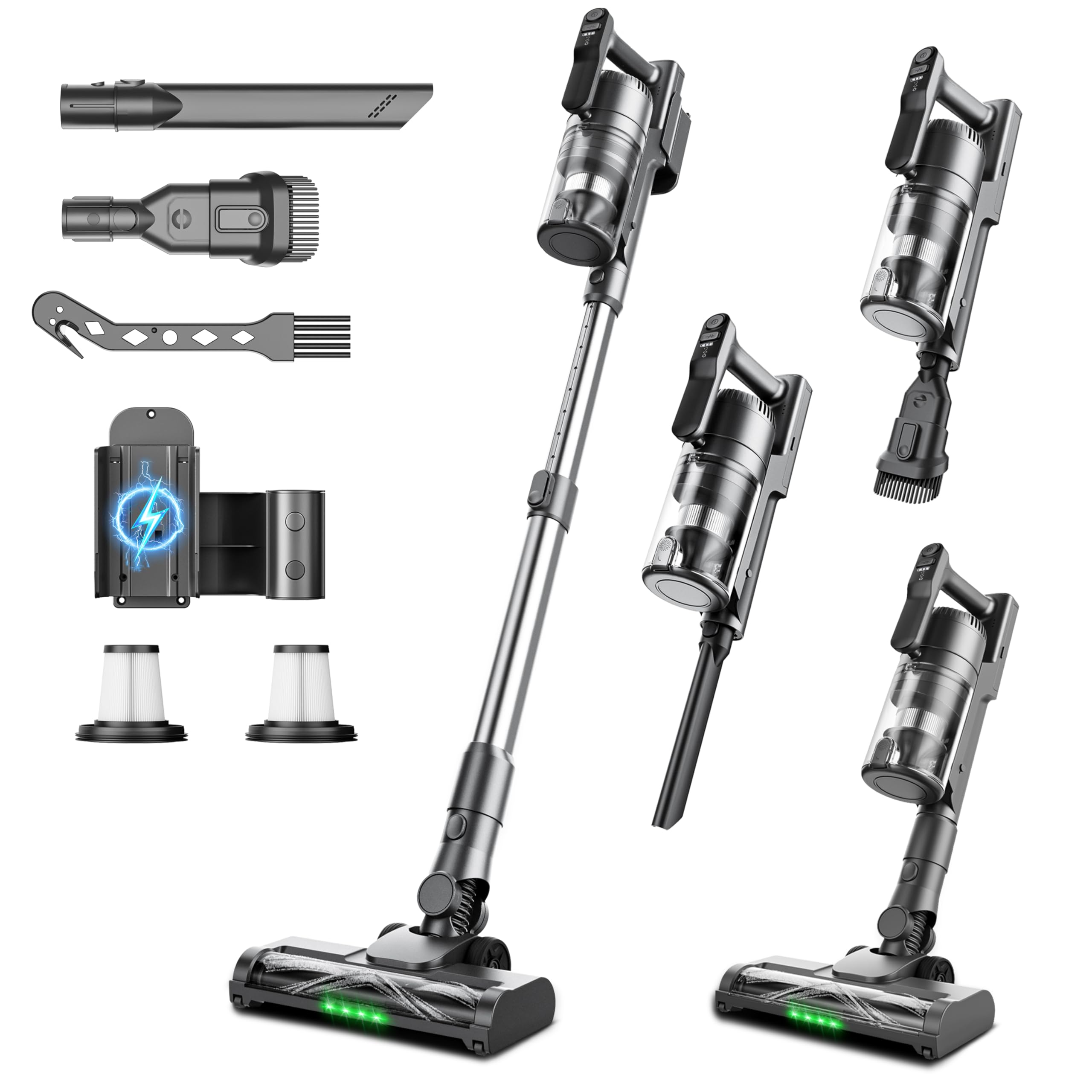LAMEIZ cordless vacuum 600W suction tackles quick cleanups on hard floors.