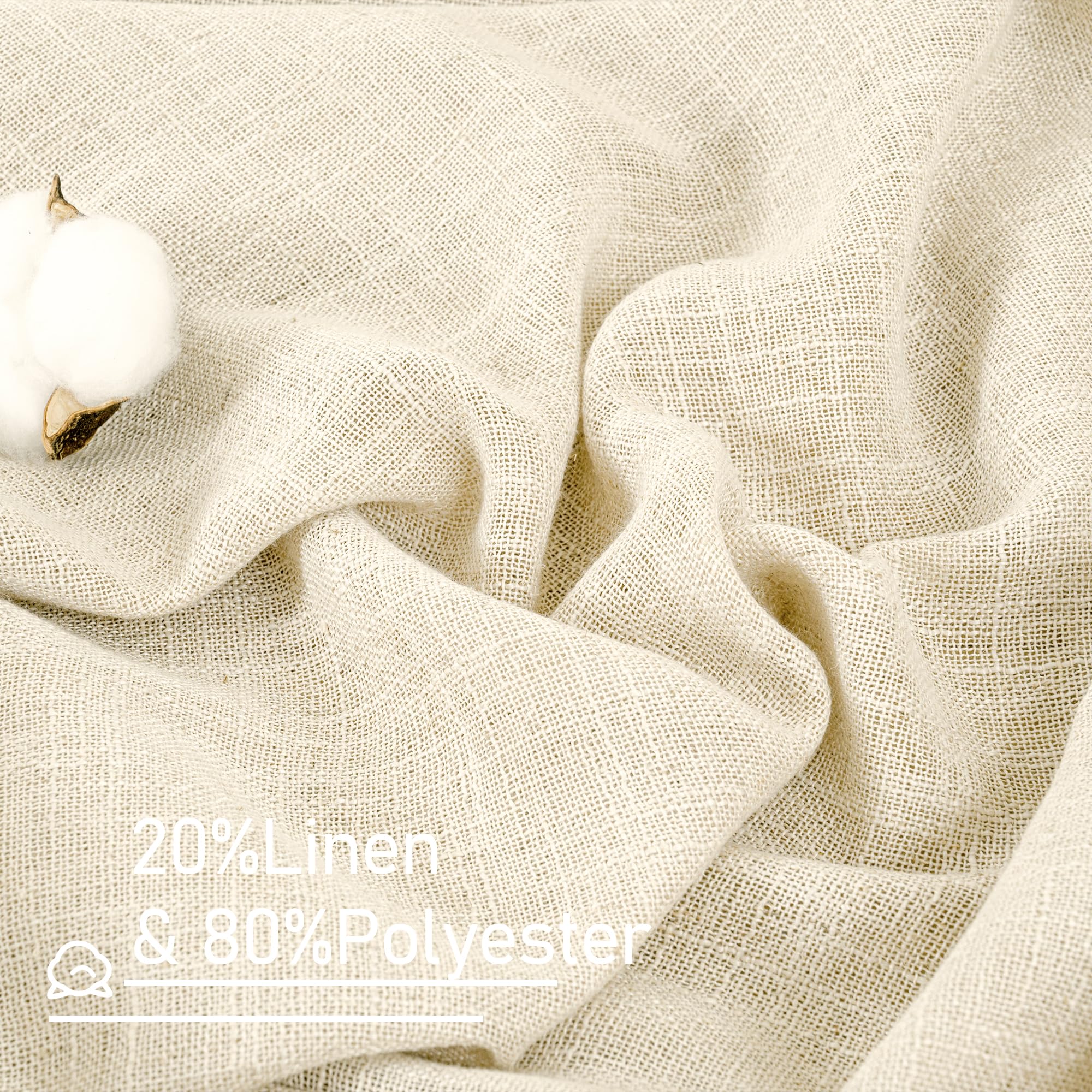 LAMIT beige linen curtains two-panel set assembled for quick hanging