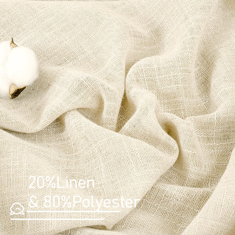 LAMIT beige linen curtains two-panel set assembled for quick hanging