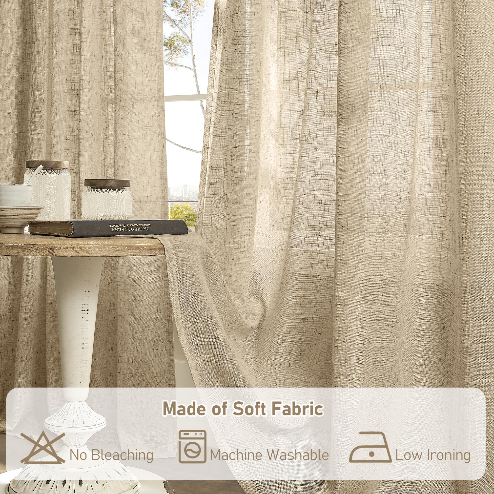 LAMIT burlap-panel look enhances texture and farmhouse aesthetics.