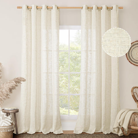 LAMIT cream linen curtains 90 inches long with soft light filtering