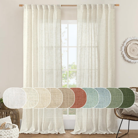 LAMIT Cream Ivory Linen Curtains 52x95 full panel diffuse natural light.