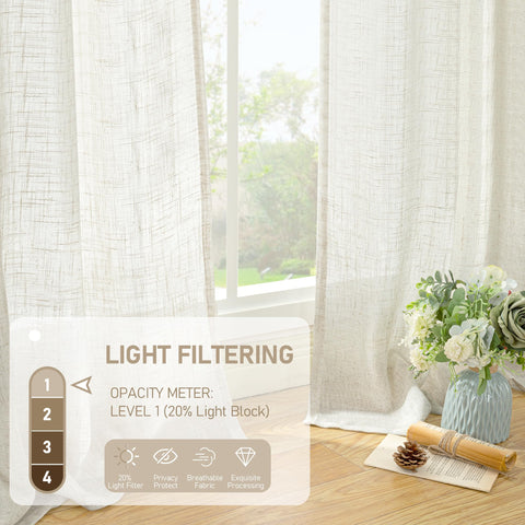 LAMIT light-filtering curtains soften sunlight without harsh glare.