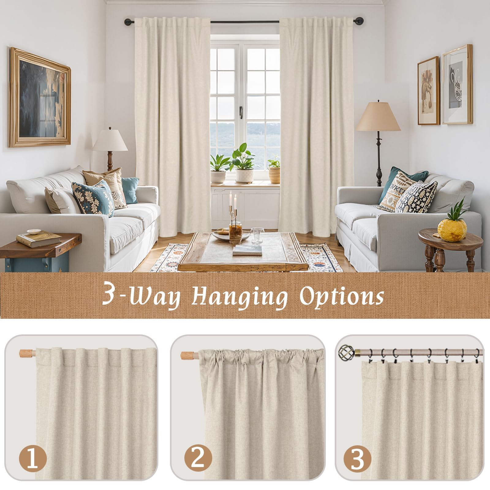 LAMIT farmhouse-neutral decor ready curtain in a neutral shade