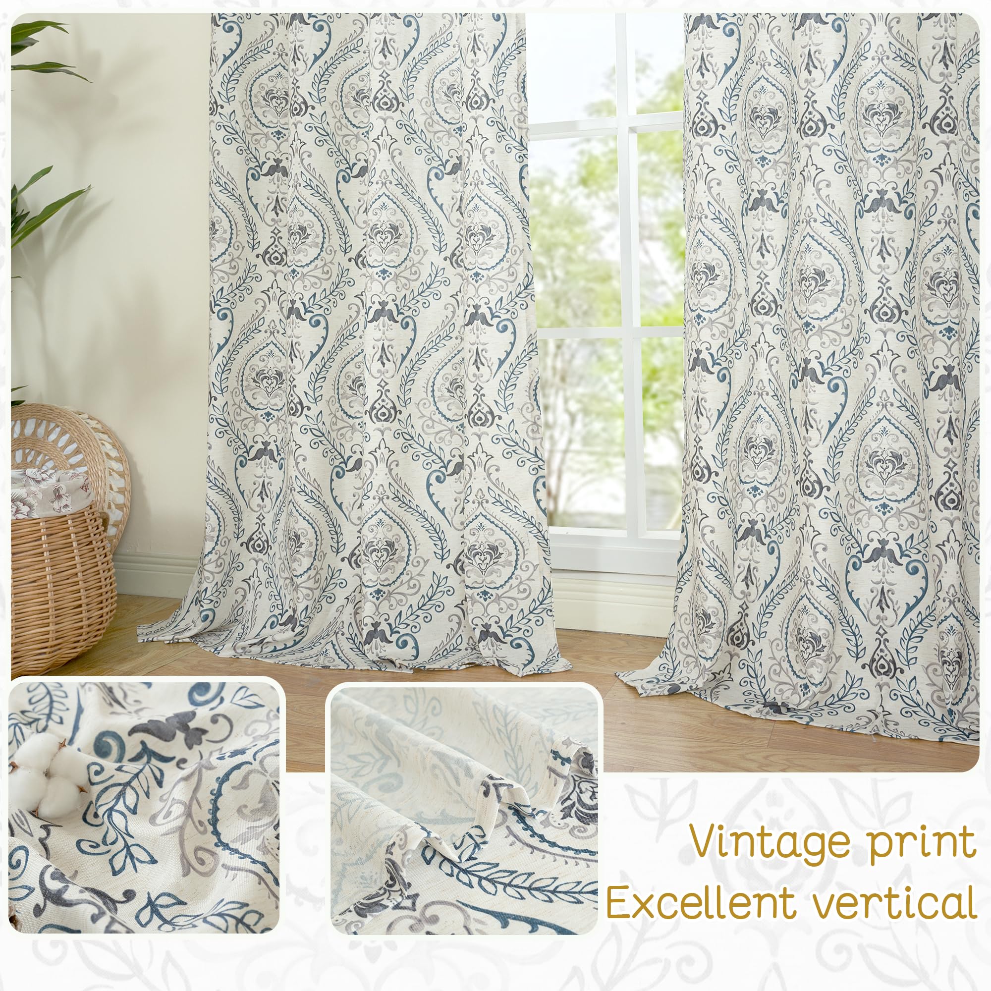 LAMIT linen curtains greyish blue tone suits modern bedrooms.