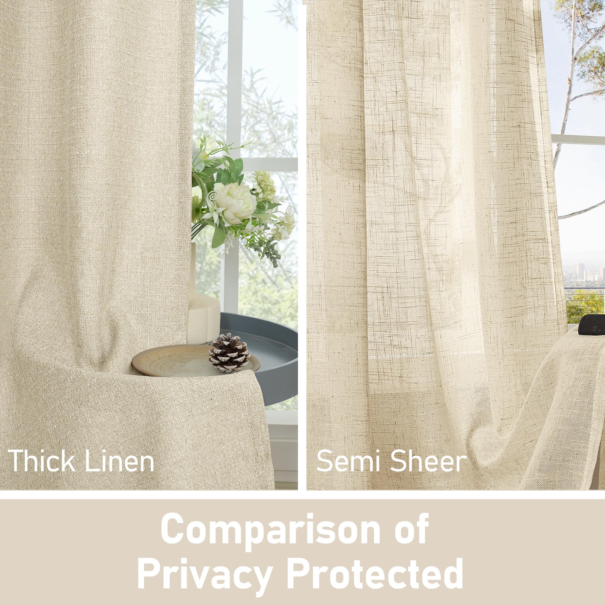 LAMIT natural beige color linen curtains enhance neutral home decor.