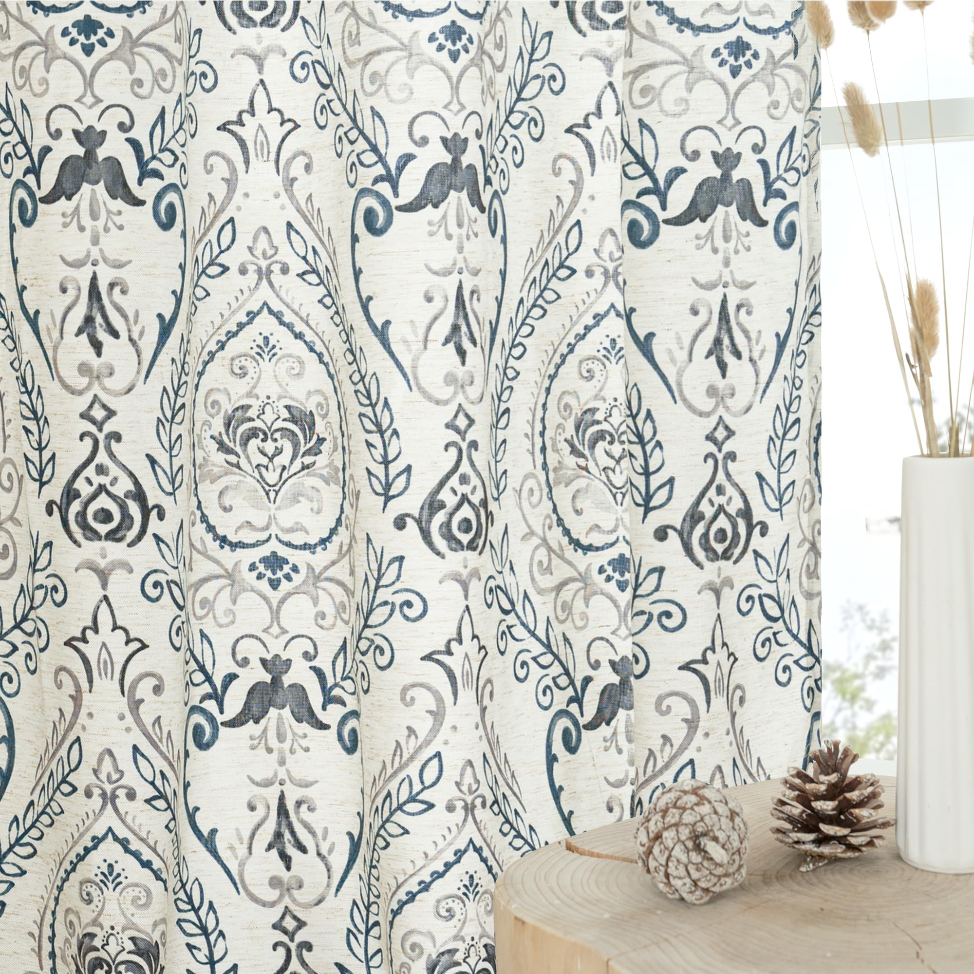 LAMIT linen curtains textured linen fabric close-up adds cozy ambiance.
