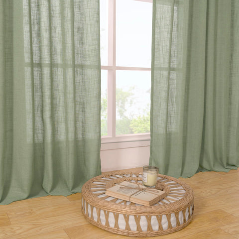 LAMIT sage green linen curtains are machine washable for easy care