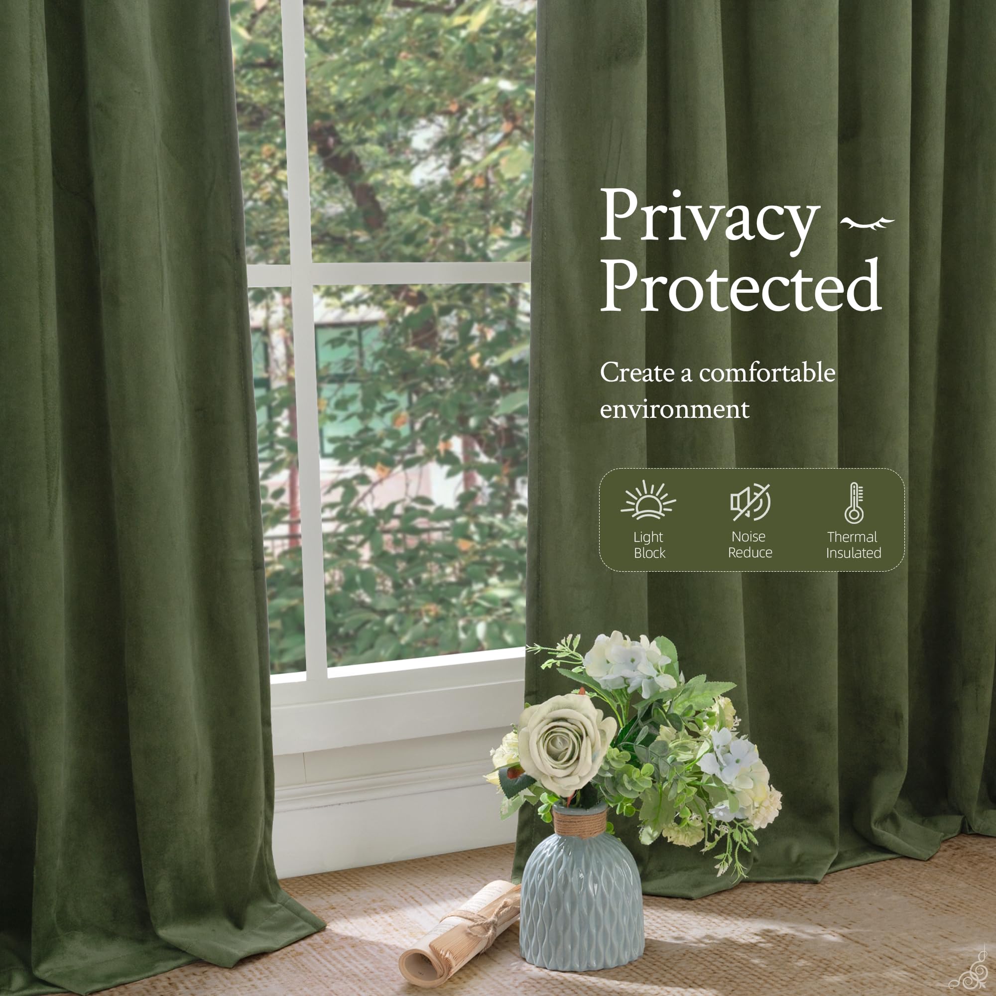 LAMIT Velvet curtains enhance privacy and dampen outside noise for calm spaces