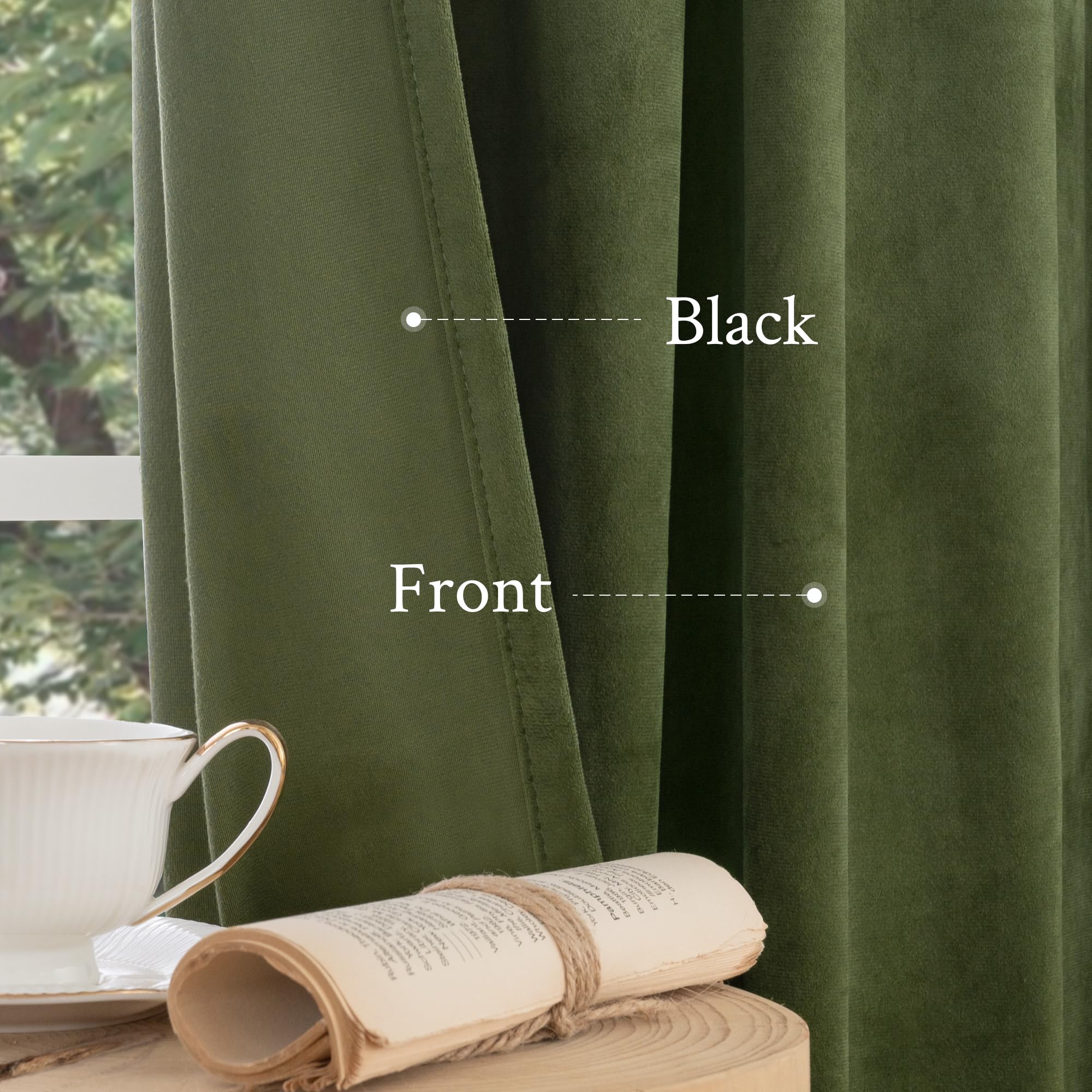 LAMIT Sage Green Velvet Curtain thermal insulation helps balance room temperature