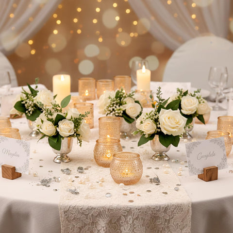 LAMORGIFT raised beaded glass candle holder adds sparkle