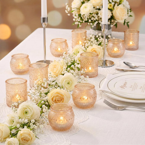 LAMORGIFT wedding table decor gold candle holders amplify romantic glow