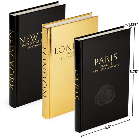 Lamour Home Decor faux books display as chic coffee table centerpiece.