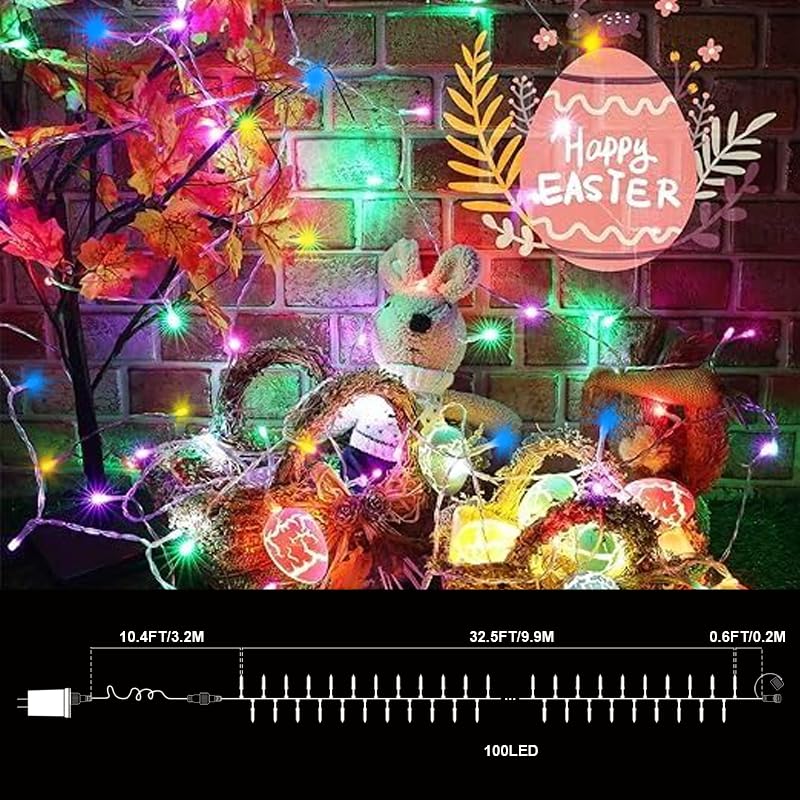 LAMPHOME pastel easter lights wrapped around garlands and wreaths