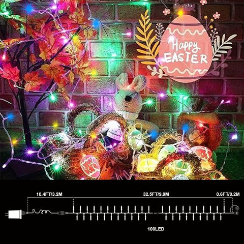 LAMPHOME pastel easter lights wrapped around garlands and wreaths