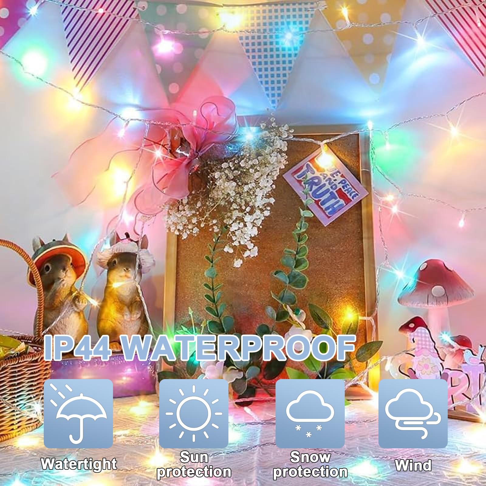 LAMPHOME pastel easter lights IP44 waterproof design for rain or shine