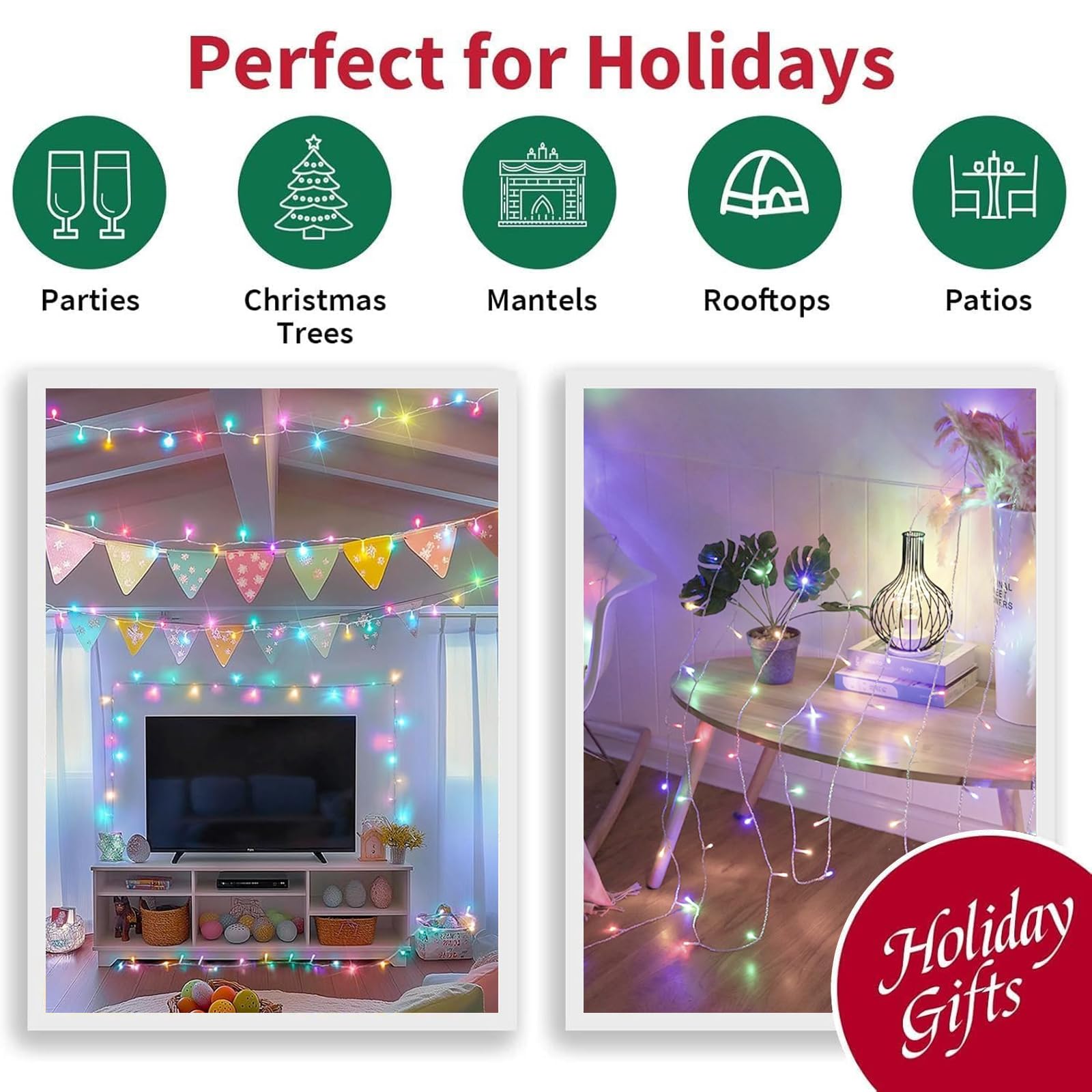 LAMPHOME pastel easter lights with 100 LEDs for even coverage