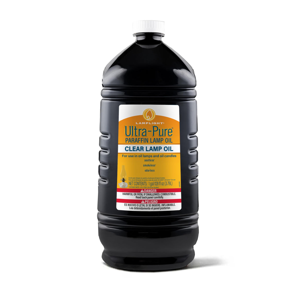 Lamplight Ultra-Pure liquid paraffin oil bottle pour for clean indoor lighting and easy refills.