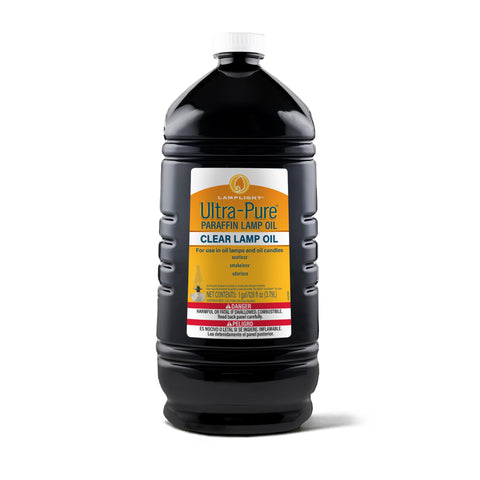 Lamplight Ultra-Pure liquid paraffin oil bottle pour for clean indoor lighting and easy refills.
