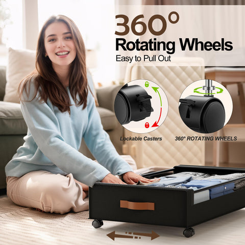LAMU under bed storage wheels casters roll smoothly on all floors.