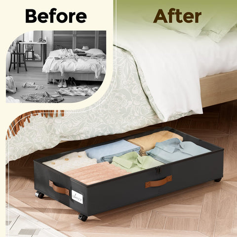 LAMU storage in closet or under-bed use showcases flexible storage options.