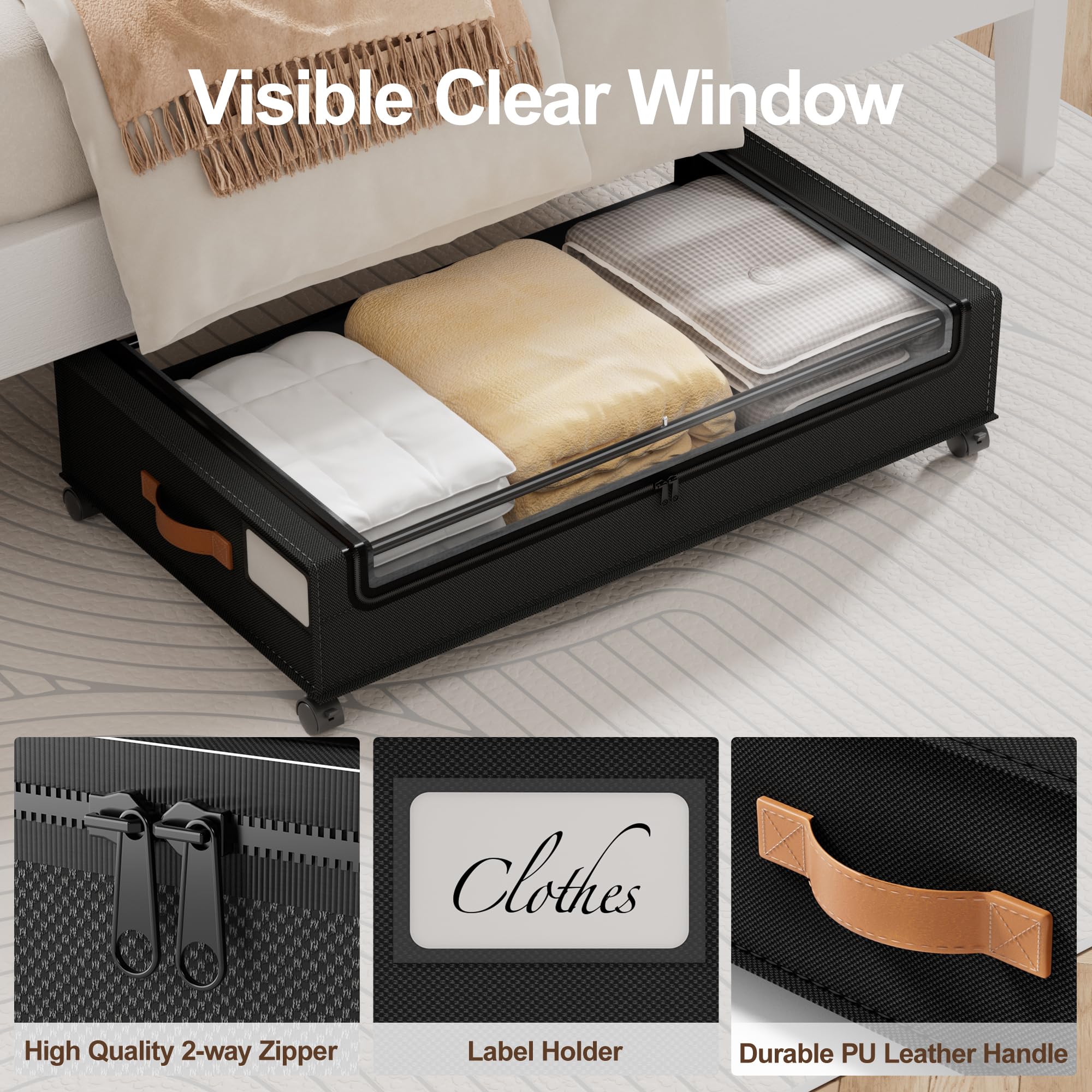 LAMU under bed storage wheels label card helps keep items organized.