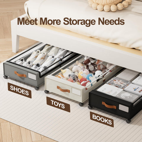 LAMU under bed storage wheels under-bed fit keeps spaces tidy.