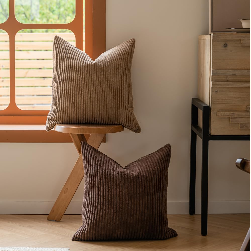 LANANAS corduroy pillow cover close-up texture emphasizes durable comfort and style.