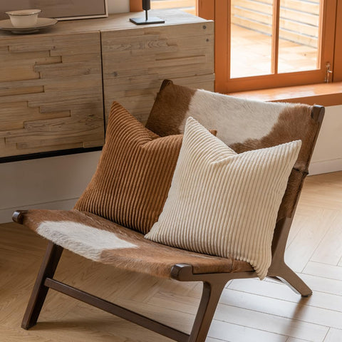 LANANAS caramel pillow cover shows warm tones and soft texture for fall ambiance.