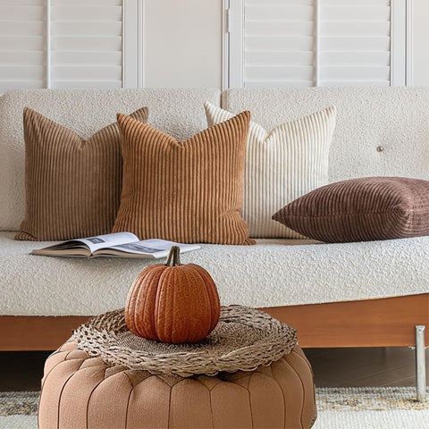 LANANAS light camel pillow cover highlights subtle color transitions for layered neutral styling.