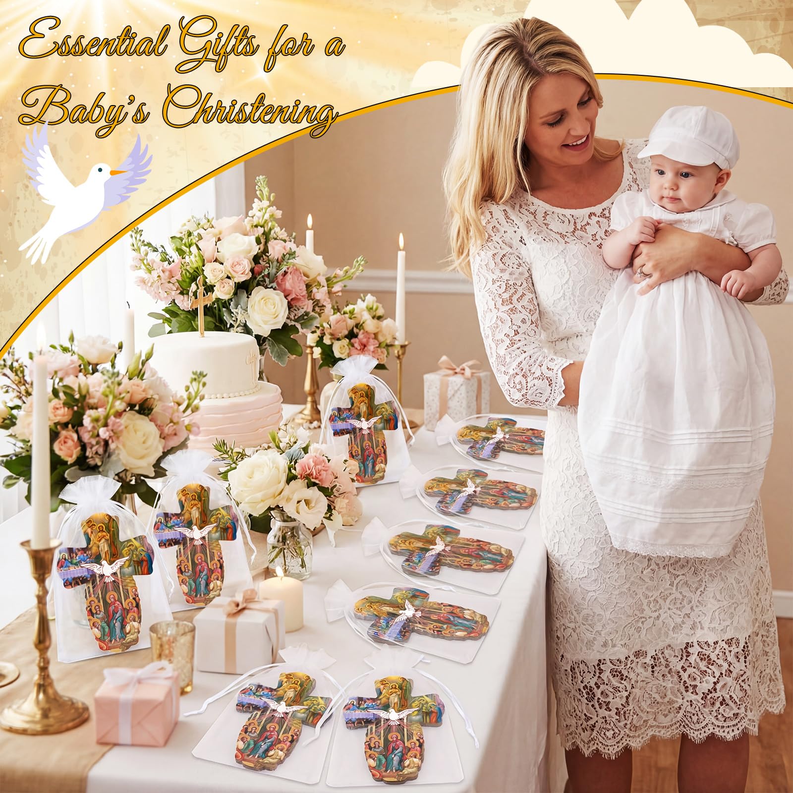 Landical Catholic wall cross serves as guest favors for events.
