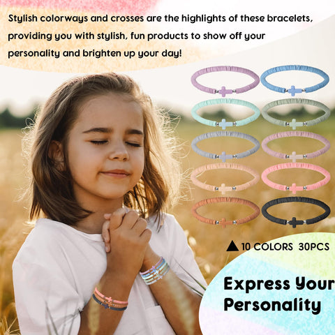 Comfort-fit 7-inch cross bracelets on elastic cord for daily wear