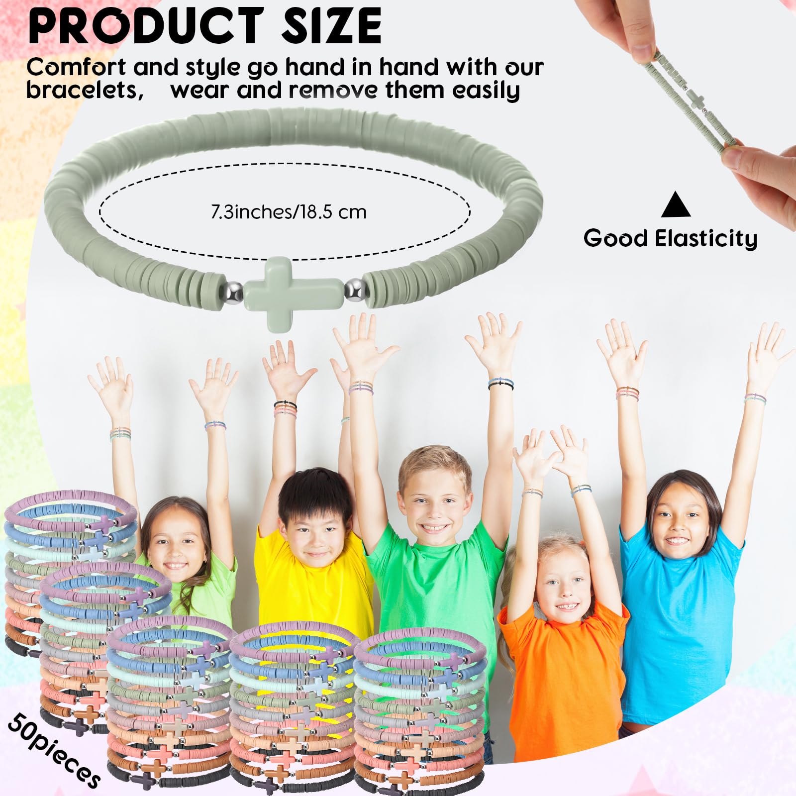 Elastic Landical cross bracelets for women and kids, easy to wear