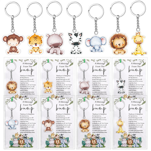 Landical safari animal keychains: durable acrylic keepsakes for baby showers.