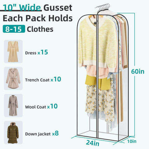 LANDNEOO six-pack clear garment bags, double-sided zipper for easy access.