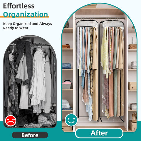 LANDNEOO bags stored in closet demonstrate organized space for coats and dresses.